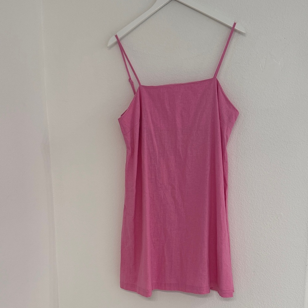 Pink Linen Slip Dress